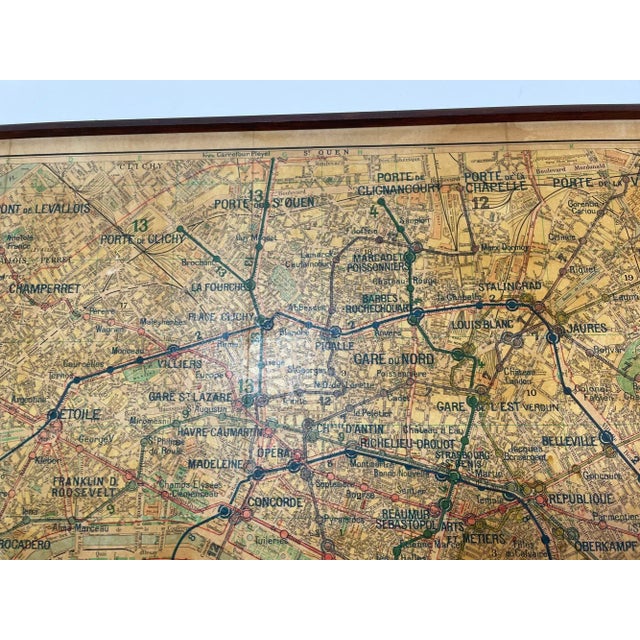 Large French Paris Metro Map 1960s For Sale - Image 11 of 12