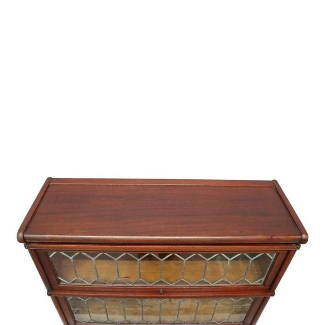Arts & Crafts Mahogany & Leaded Glass Barrister Bookcase With Drawer C1910 For Sale - Image 4 of 10
