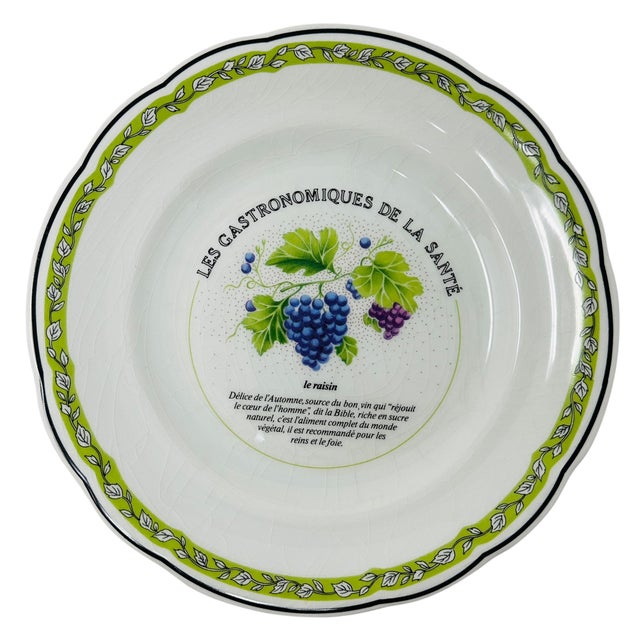 1990s Rare 1990s Gien France "Les Gastronomiques De La Santé" Fruit Plates - Set of 4 For Sale - Image 5 of 10