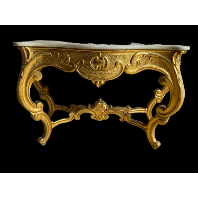 19th Century Louis XV Golden Console For Sale - Image 6 of 13