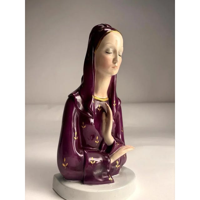 Lenci Glazed Ceramic Praying Madonna, Italy, Turin, 1940s For Sale - Image 6 of 8