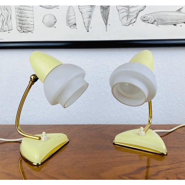 Vintage Italian Golden Yellow Bedside Lamps, 1950s, Set of 2 For Sale - Image 8 of 10
