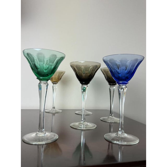 Vintage Italian Crystal Glasses, 1950s, Set of 6 For Sale - Image 10 of 14