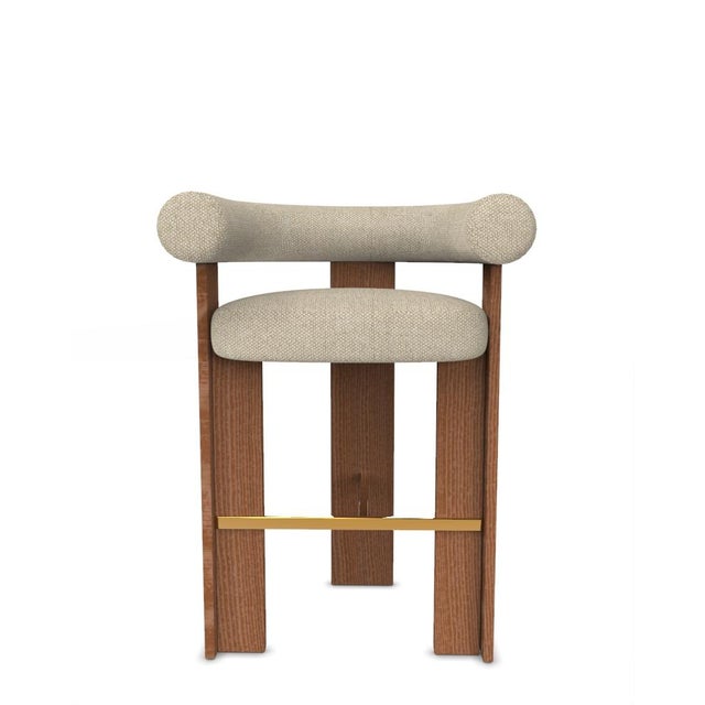 Metal Collector Modern Cassette Bar Chair in Safire 14 Fabric and Smoked Oak by Alter Ego For Sale - Image 7 of 7