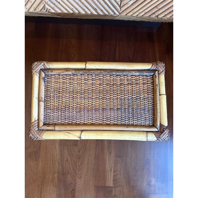 Vintage French Rattan and Cane Small Table or Stool For Sale In Los Angeles - Image 6 of 15