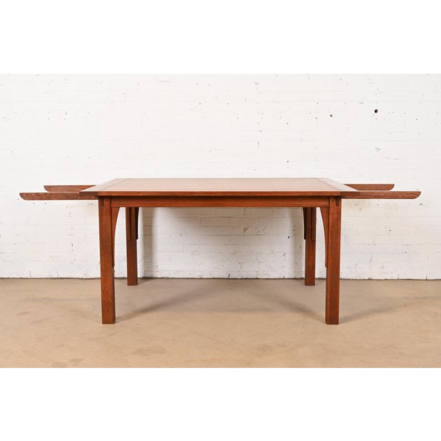 Stickley Mission Oak Arts & Crafts Extension Dining Table For Sale In South Bend - Image 6 of 12