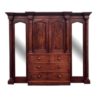 Antique Circa 1830 English Mahogany Empire Armoire For Sale