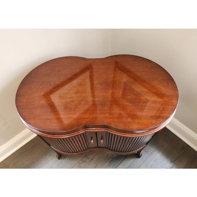 1990s Century Furniture Kidney Shaped Piccadilly Storage Side Table For Sale In New York - Image 6 of 12