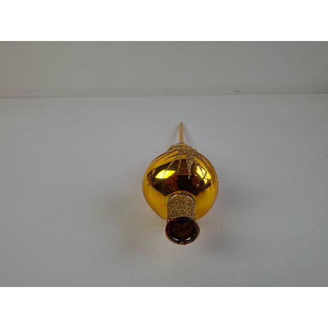 Gold Vintage Czech Hand-Painted Golden Glass Christmas Tree Topper, 1970s For Sale - Image 8 of 13