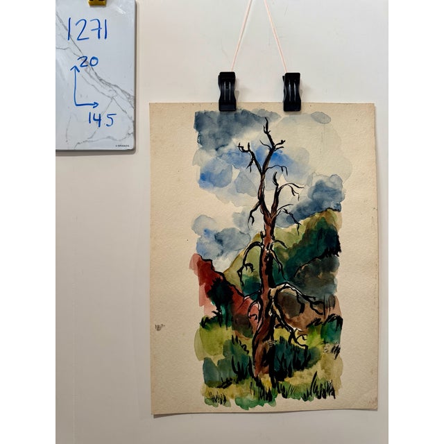 1940s Henry Emil Salloch Original Watercolor on Paper the Dead Tree. For Sale In Atlanta - Image 6 of 6