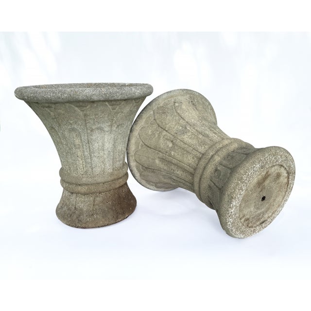 Traditional Pair of Porosa Cast Stone Planters by Grandon Fres; Circa 1970 For Sale - Image 3 of 6