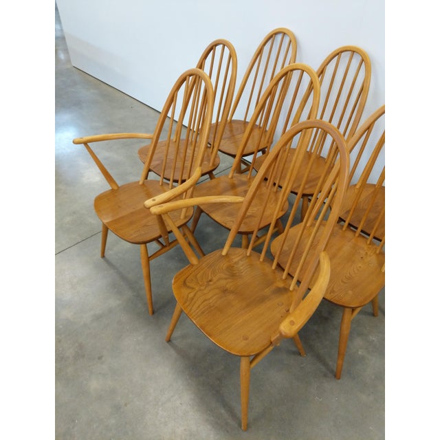 Set of 8 Vintage Mid Century Modern Dining Chairs by Ercol For Sale In New York - Image 6 of 12