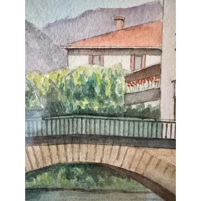 Mid 20th Century Framed French Watercolor Painting of St Jean Pied De Port For Sale - Image 6 of 12