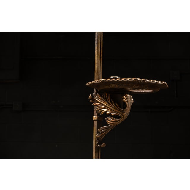 Metal Antique Brass Lamp With Ashtray Stand For Sale - Image 7 of 8