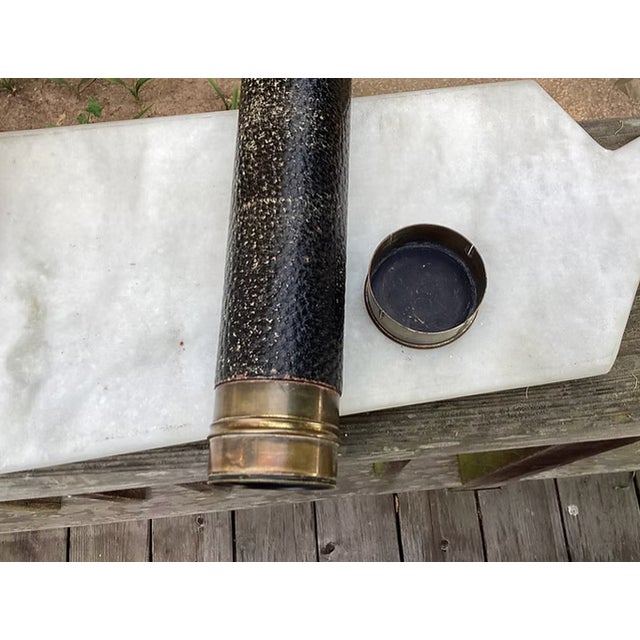 Rare Antique French Leather Wrapped Brass Nautical Maritime Telescope For Sale - Image 9 of 15