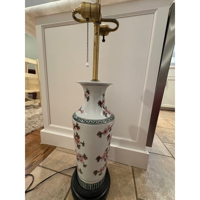 Chinoiserie Mid 20th Century Norman Perry Cherry Blossom Porcelain Lamp For Sale - Image 3 of 16