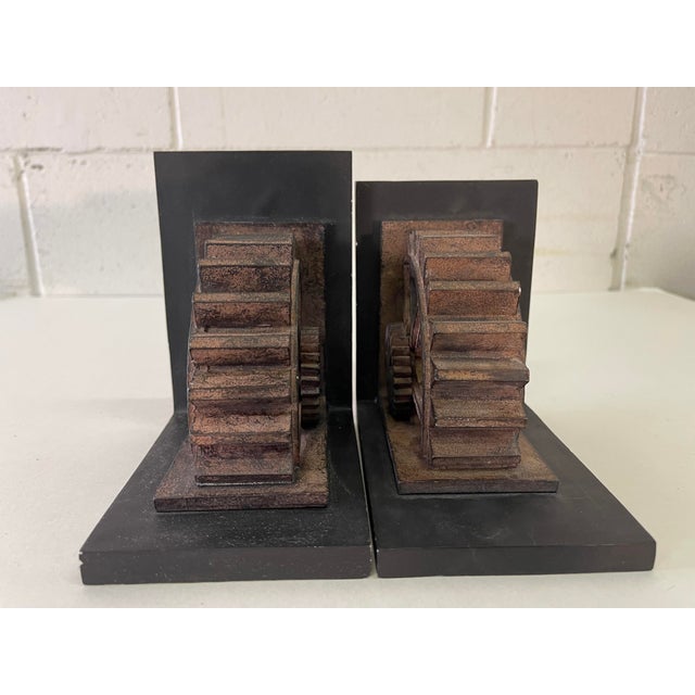 Vintage Grist Mill Metal Bookends, Pair Chairish
