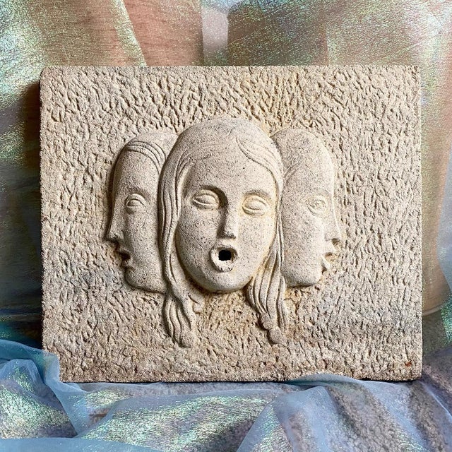 Modernist Ethereal Cast Stone Wall Sculpture / Fountain or Water