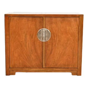 Michael Taylor for Baker Furniture Far East Collection Chinoiserie Burled Walnut Bar Cabinet, 1960s
