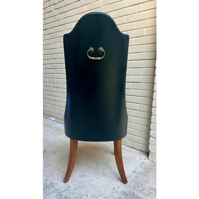 Vintage Hollywood Regency Black Side Chair With Brass Handle For Sale In Mobile - Image 6 of 10
