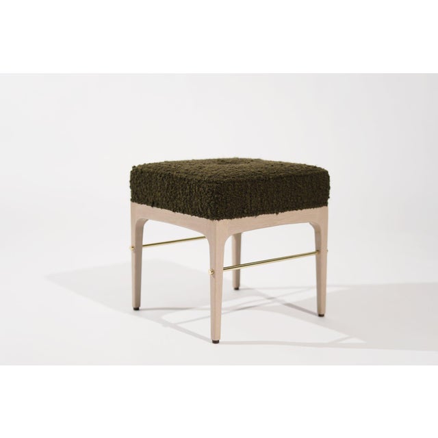 Green Set of 2 Linear Stools in White Oak Series 18 For Sale - Image 8 of 12