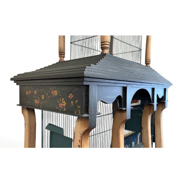 Vintage Hand Painted Bird Cage For Sale - Image 11 of 12