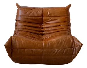 Pine Leather Togo Lounge Chair attributed to Michel Ducaroy for Ligne Roset