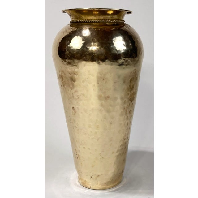 Vintage Hammered Brass Urn With Rope and Tassel Detail For Sale - Image 4 of 8