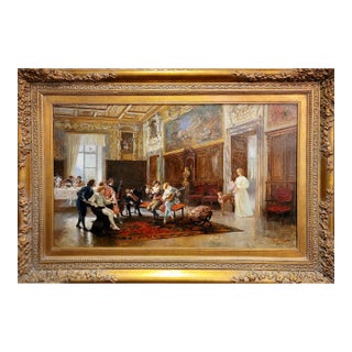 Mario Spinetti -a Private Concert for the Aristocratic Lady-19th Century Oil Painting For Sale