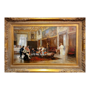 Mario Spinetti -a Private Concert for the Aristocratic Lady-19th Century Oil Painting
