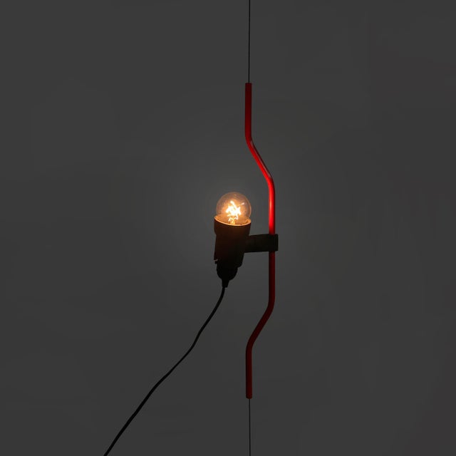 Italian Red Floor-to-Ceiling Lamp Parentesi by Achille Castiglioni and Pio Manzù for Flos, 1970s For Sale - Image 3 of 16