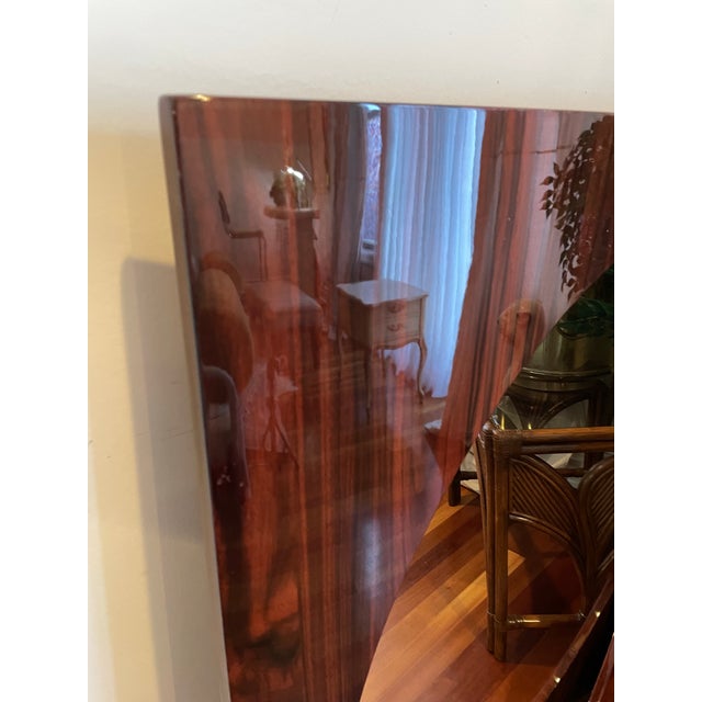 1980s 1980s Italian Style Postmodern Sculptural Rosewood Veneer Convex Wall Mirror For Sale - Image 5 of 9