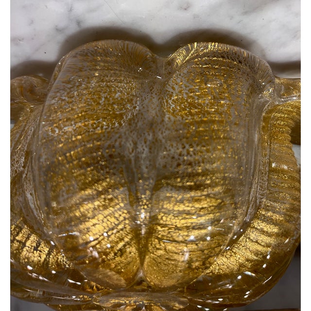 Gold Italian Murano Attributed Champagne Gold Art Glass Dish For Sale - Image 8 of 8