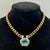 Modern Monet Cuban Link Blue Rhinestone Gold Toned Chain Necklace Signed For Sale - Image 3 of 7