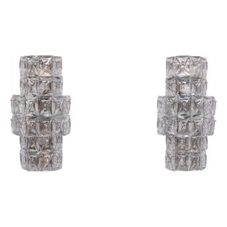 Large German Crystal Glass Wall Lamps from Kinkeldey, 1970s, Set of 2 For Sale