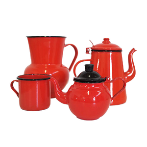 Enamelled Metal Jug & Teapot Set, 1950s, Set of 4
