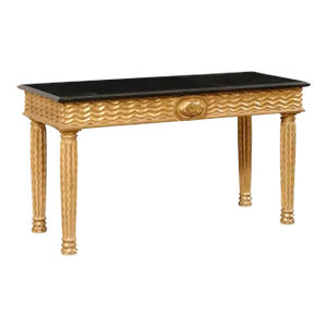 1980s Italian Hand-Carved Wooden Console Table with Gold Leaf
