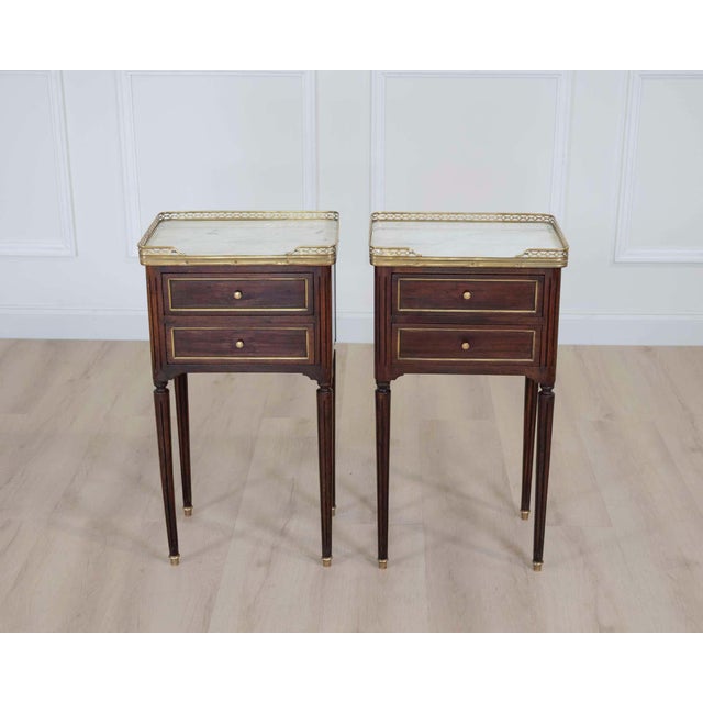 Wood Pair of French 20th Century Louis XVI Style Bedside Tables For Sale - Image 7 of 12