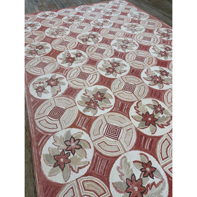 1980s 1980s Rose Ground Vintage Classic Continental Design European Needlepoint Rug For Sale - Image 5 of 5
