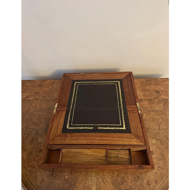 19th Century Antique Victorian Walnut Tunbridge Ware Inlaid Writing Slope, 1860 For Sale - Image 5 of 8