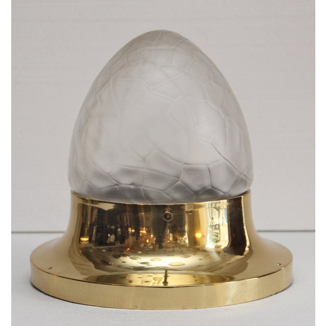 Metal Art Nouveau Ceiling Lamp in Brass and Glass, 1890s For Sale - Image 7 of 10