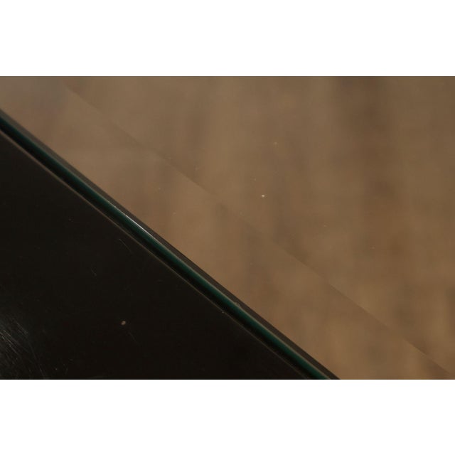 Chinese Chippendale Black Lacquered Dining Table With Two Leaves, Inset Glass For Sale - Image 14 of 18