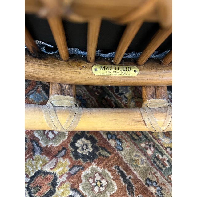 Wood Pair of 1970s McGuire Cathedral Back Rattan Arm Chairs For Sale - Image 7 of 12