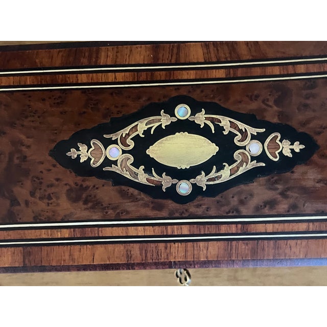 Wood French Napoleon III Period Burl & Brass Box, 1880's For Sale - Image 7 of 12