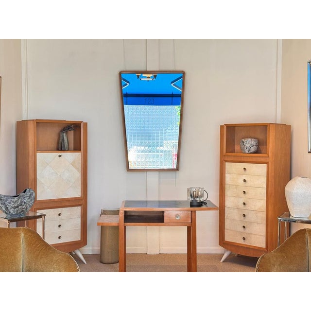 French Secretaire in Ash Wood and Parchment by Blanche Klotz, 1930s For Sale - Image 11 of 13