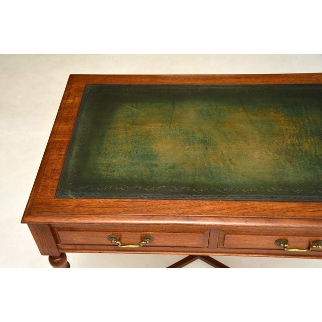 Wood Victorian Walnut Desk with Leather Top, 1890s For Sale - Image 7 of 10