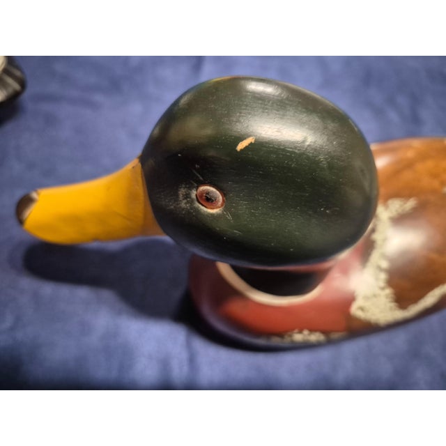 Folk Art Vintage Hand-Painted, Wood-Carved Mallard Duck Decoy For Sale - Image 3 of 7