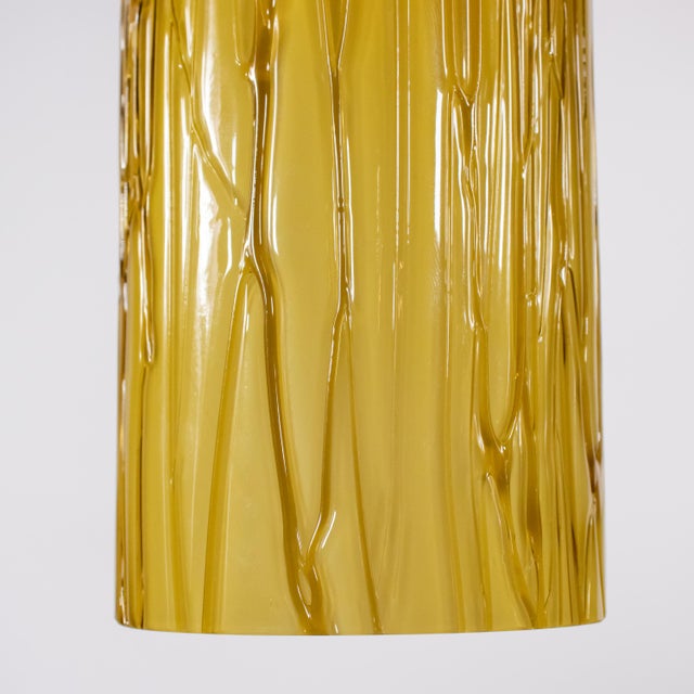 Set of 4 Mid-Century Murano Tubular Pendant Lights in Amber Cased Over White Glass Inspired by Carlo Nason For Sale - Image 17 of 18