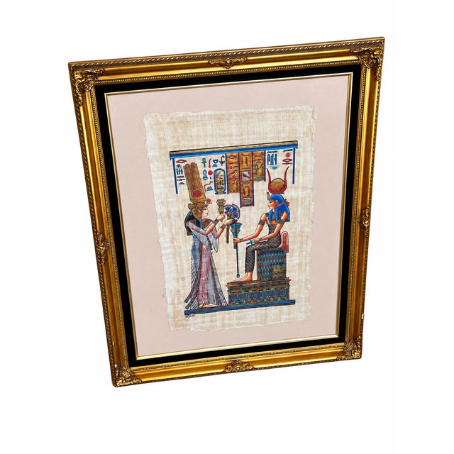 Early 21st Century Early 21st Century Signed Mourad Egyptian Revival Figural Artwork in Ornate Gold-Tone Frame For Sale - Image 5 of 12