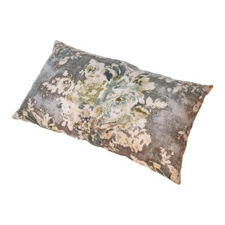 Ballard Designs Printed Linen King-Size Zippered Pillow, Feather/Down Insert For Sale